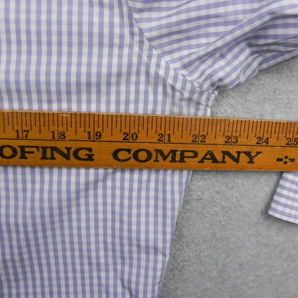 Banana Republic Shirt Mens Large Slim Fit Non-Iron Purple Gingham Cotton Button
